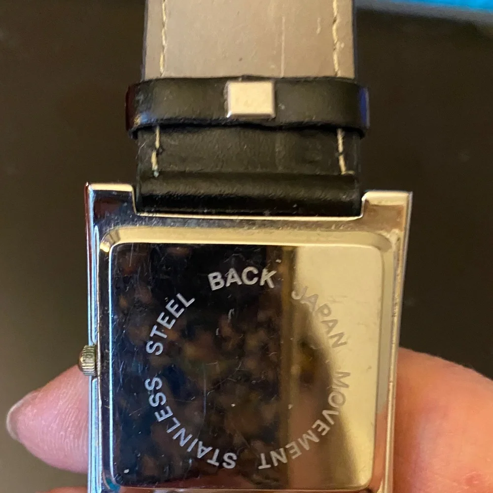 Black Leather Watch with Initial C